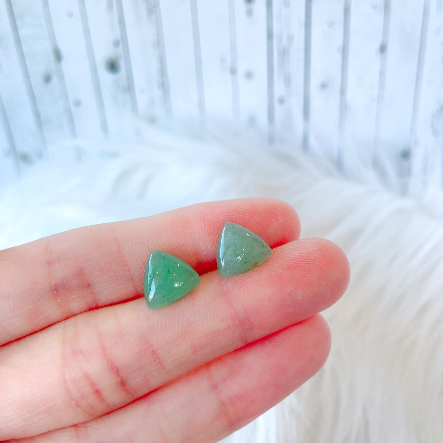 Aventurine 10mm Triangle Natural Stone Earrings
