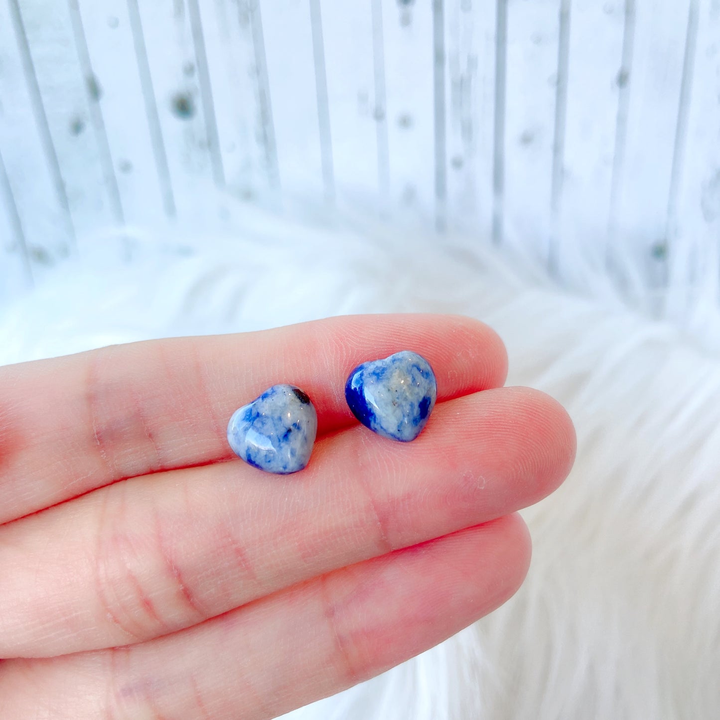 Lapis lazuli 10mm Heart Natural Stone Earrings