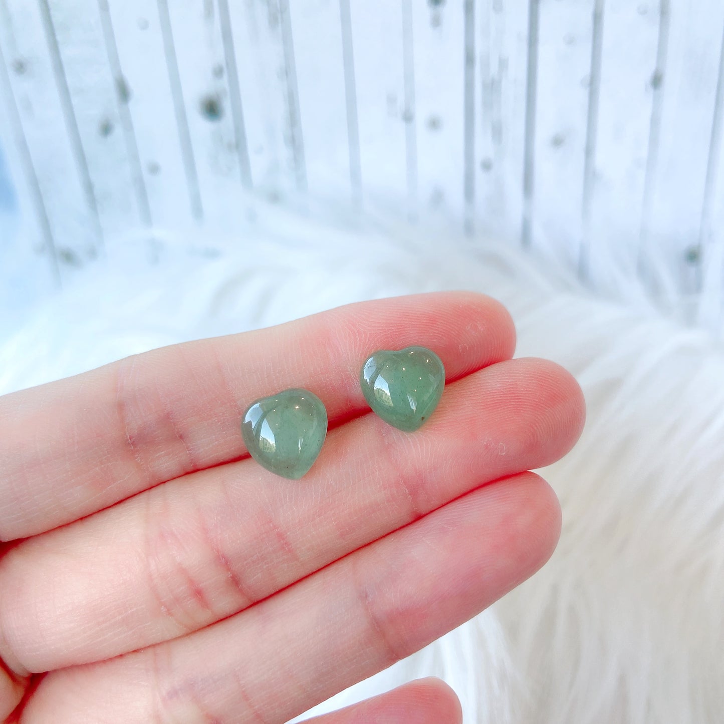 Aventurine 8mm/10mm Heart Natural Stone Earrings