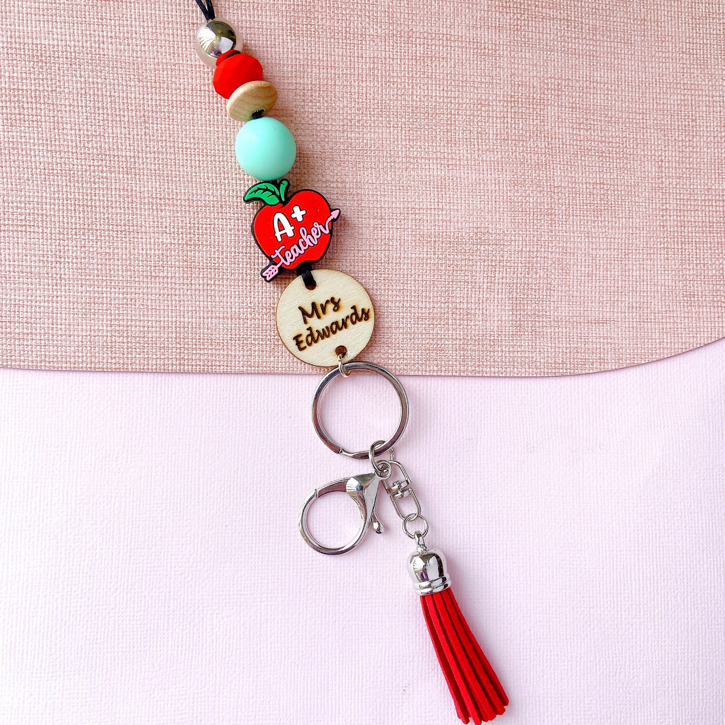 A+ Teacher Personalized Name Teacher ID Key Lanyard