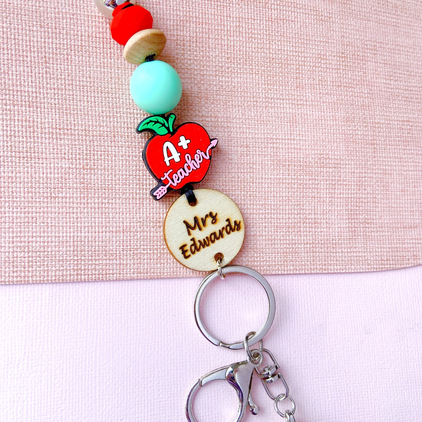 A+ Teacher Personalized Name Teacher ID Key Lanyard