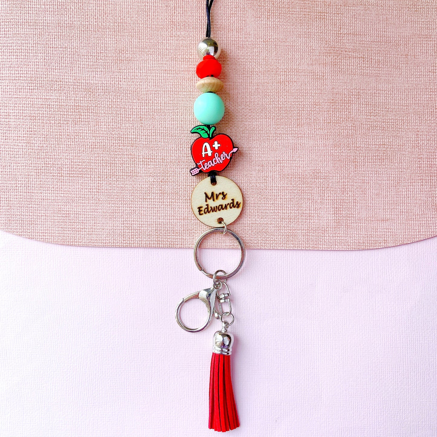 A+ Teacher Personalized Name Teacher ID Key Lanyard