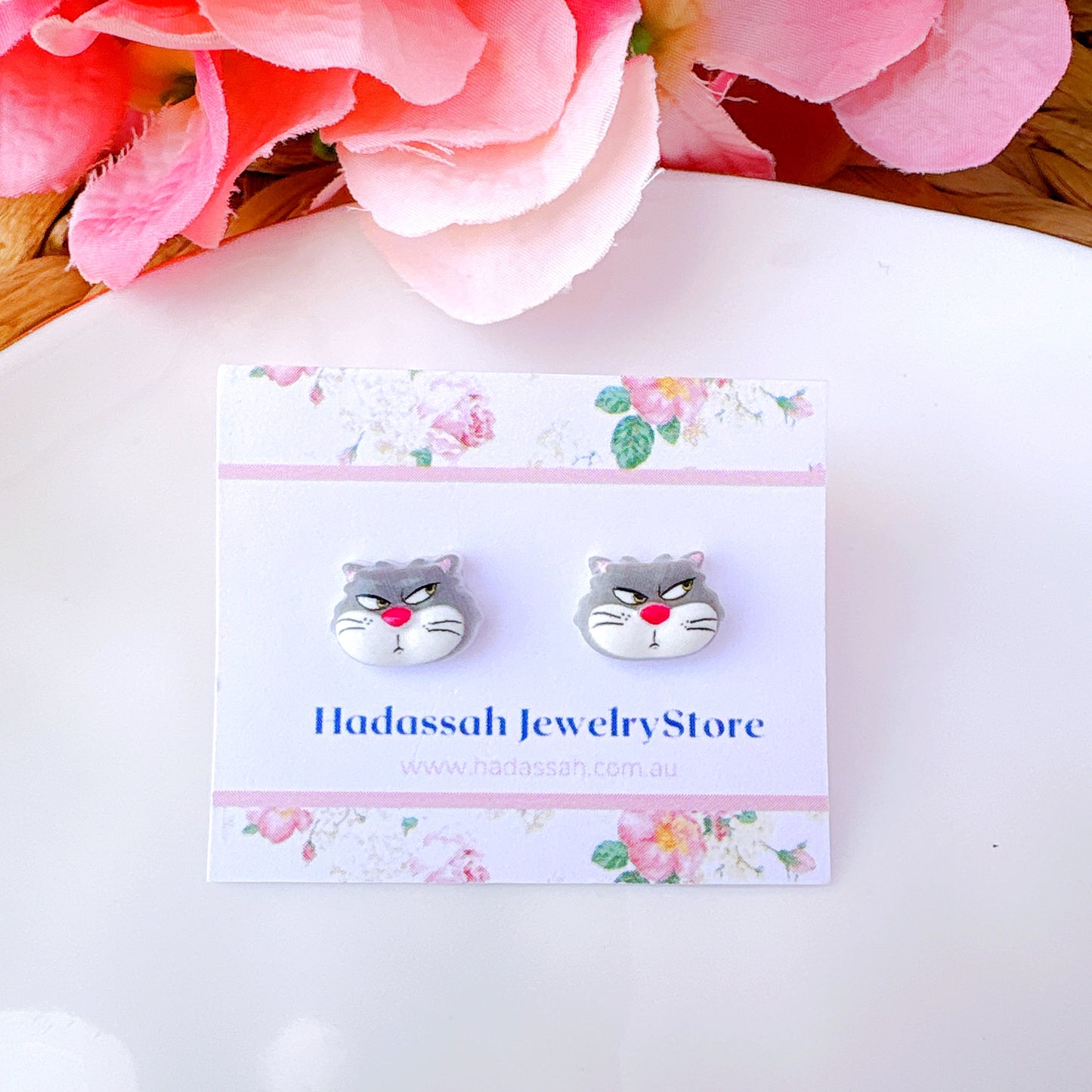 Cinderella Lucifer Cat Inspired Hypoallergenic Stud Earrings