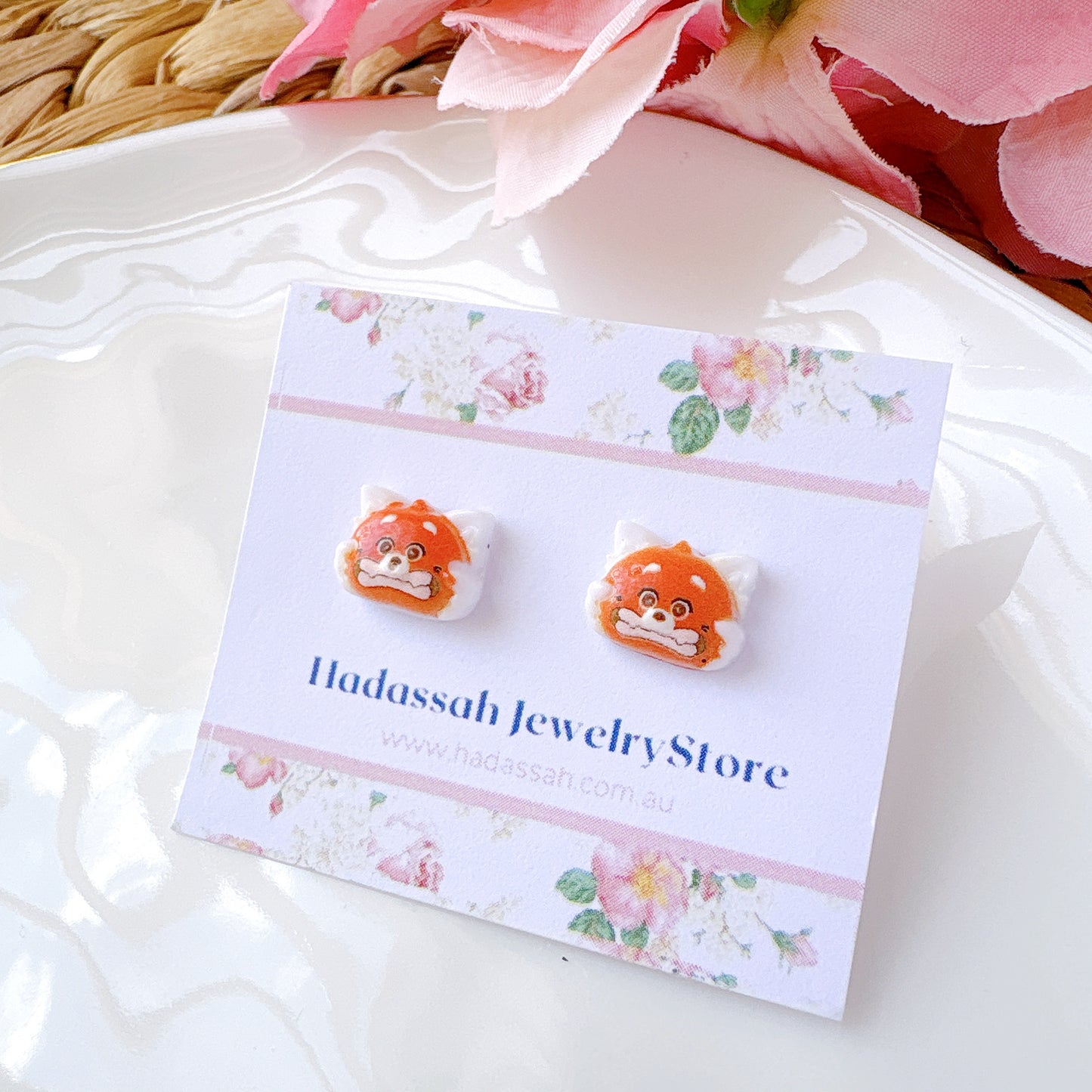 Red Panda Turning Red Inspired Hypoallergenic Stud Earrings
