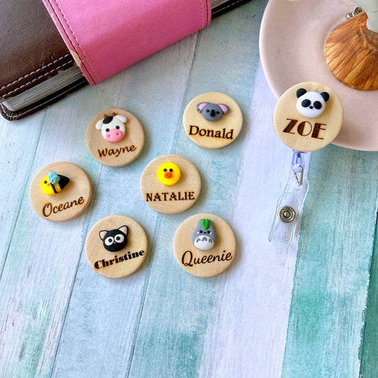 Handmade 3D Panda Personalized Name Badge Reel