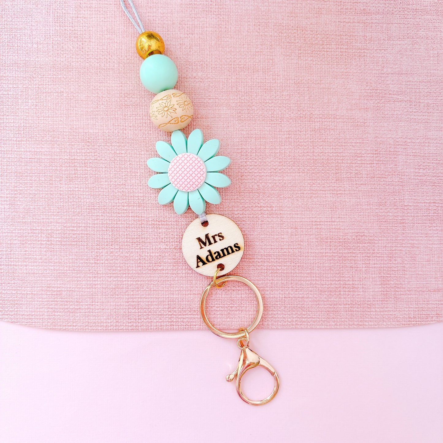 Large Daisy Flower Teacher ID Holder Lanyard