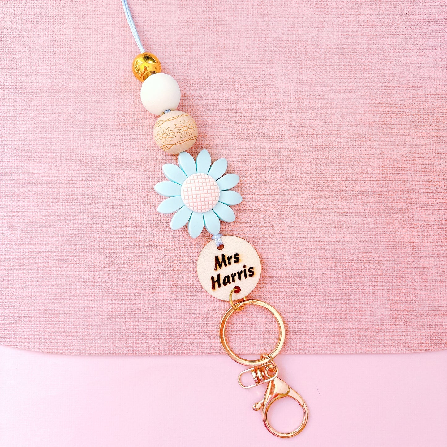 Large Daisy Flower Teacher ID Holder Lanyard