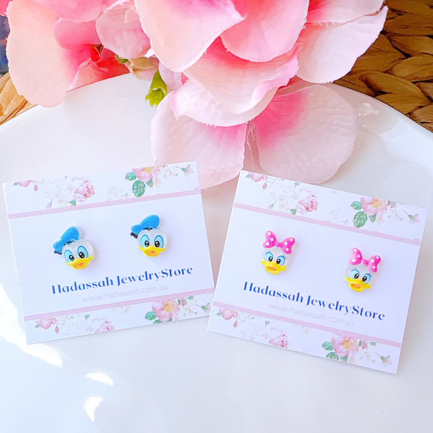 Daisy Duck Inspired Hypoallergenic Stud Earrings