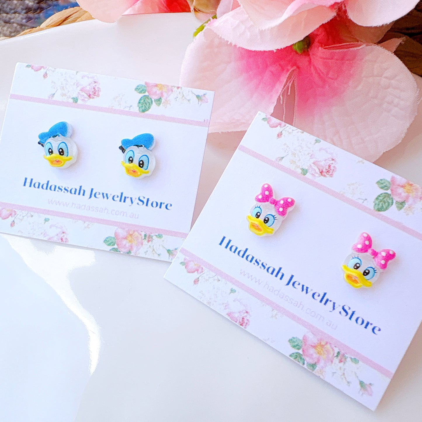 Daisy Duck Inspired Hypoallergenic Stud Earrings