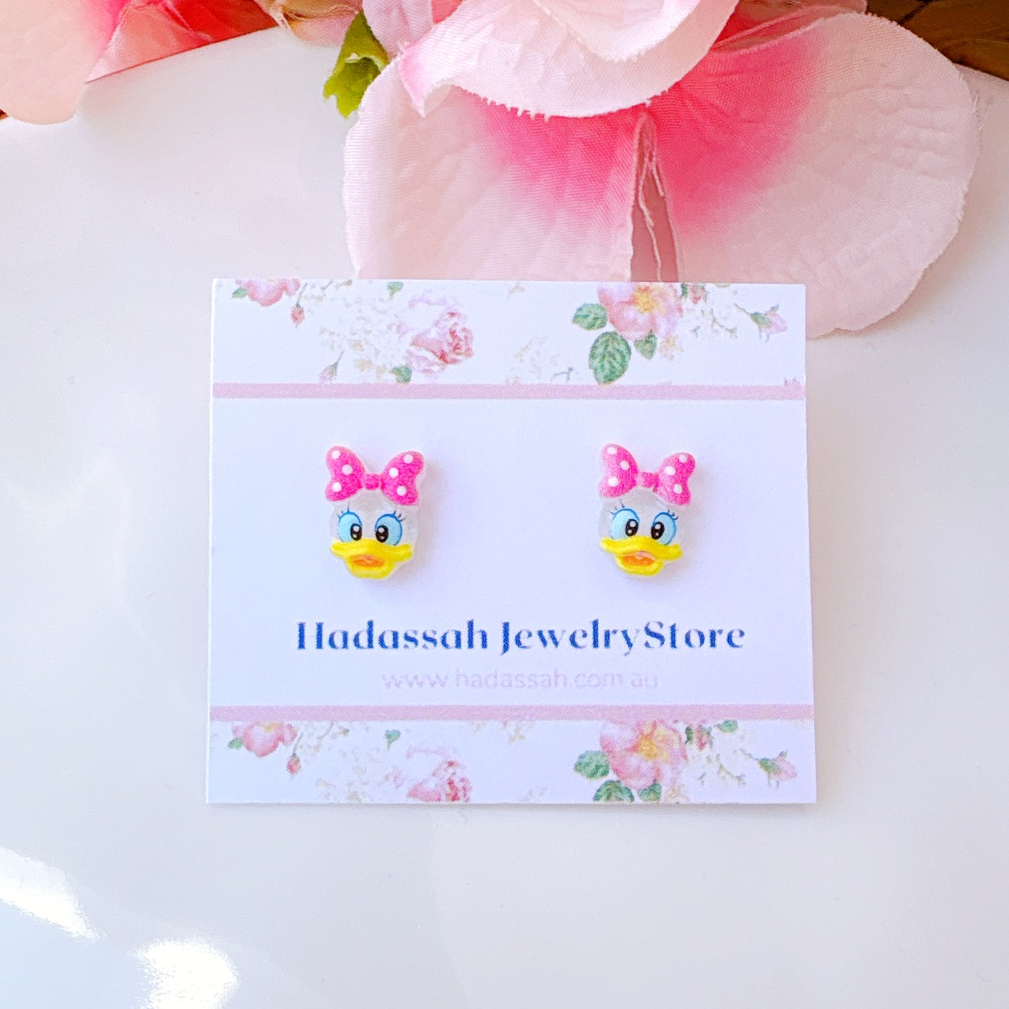 Daisy Duck Inspired Hypoallergenic Stud Earrings