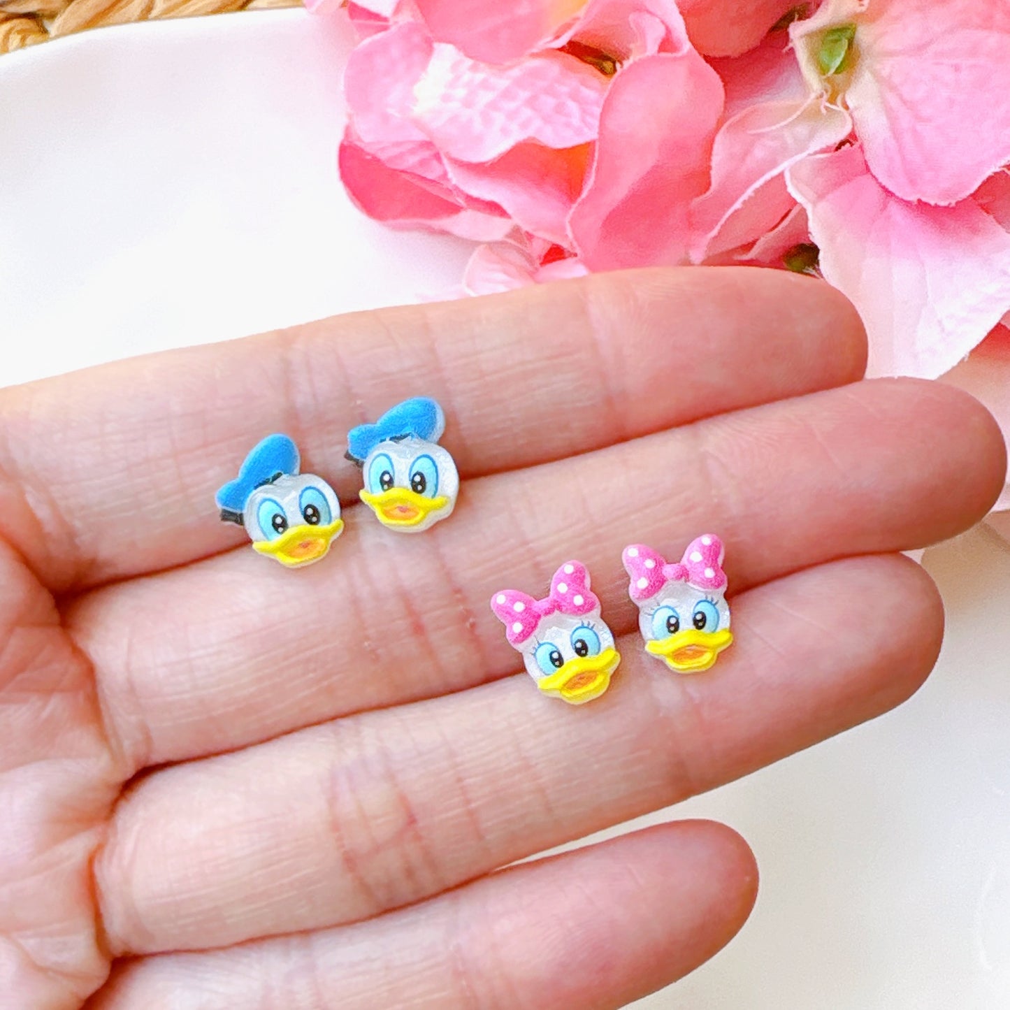 Daisy Duck Inspired Hypoallergenic Stud Earrings