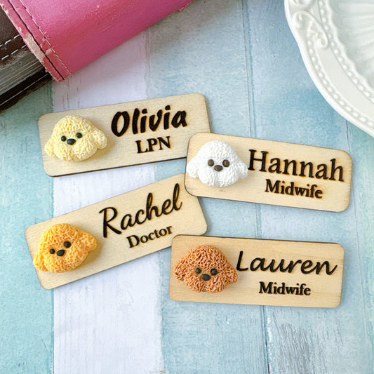 3D Brown Poodle Puppy Dog Personalized Personalized Name Tag