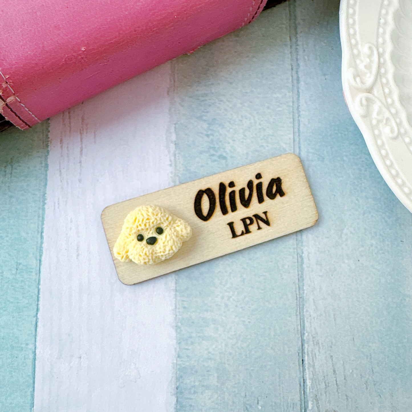 3D Brown Poodle Puppy Dog Personalized Personalized Name Tag