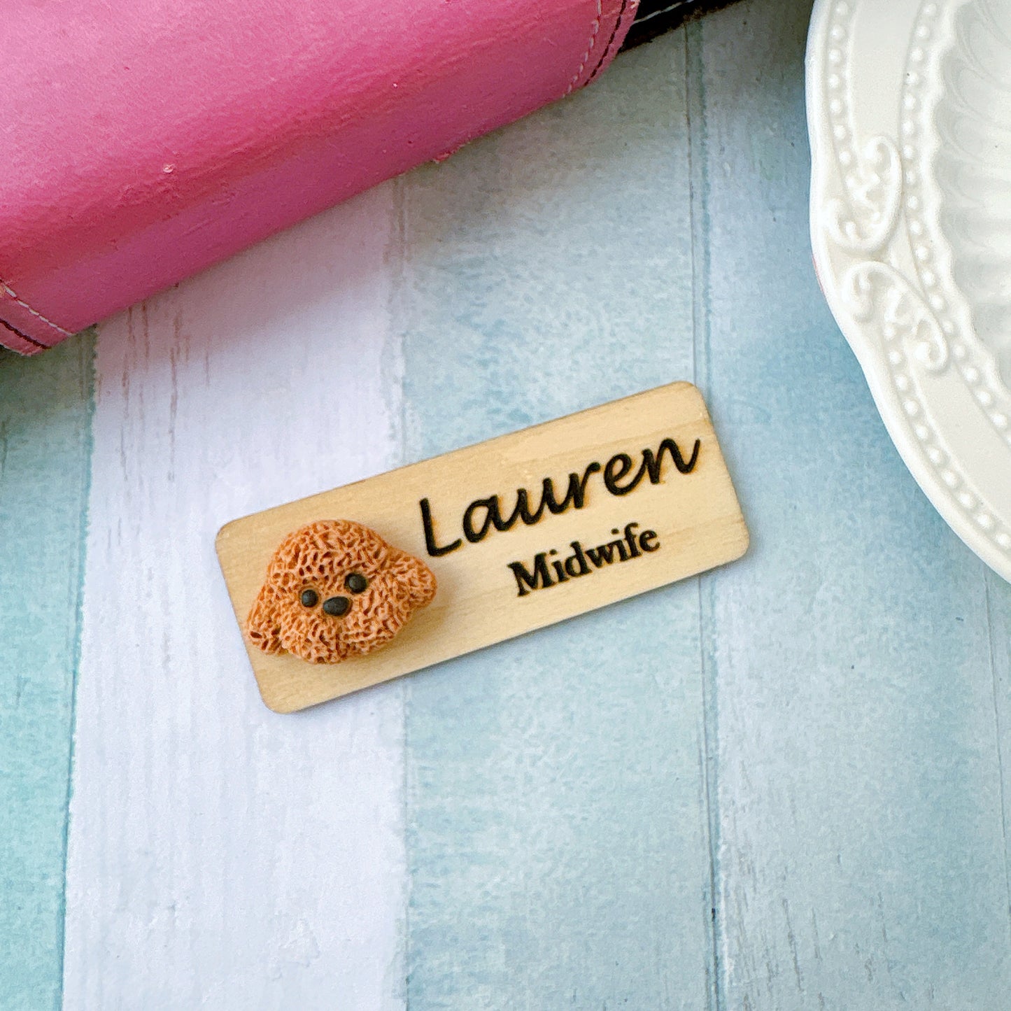3D Brown Poodle Puppy Dog Personalized Personalized Name Tag