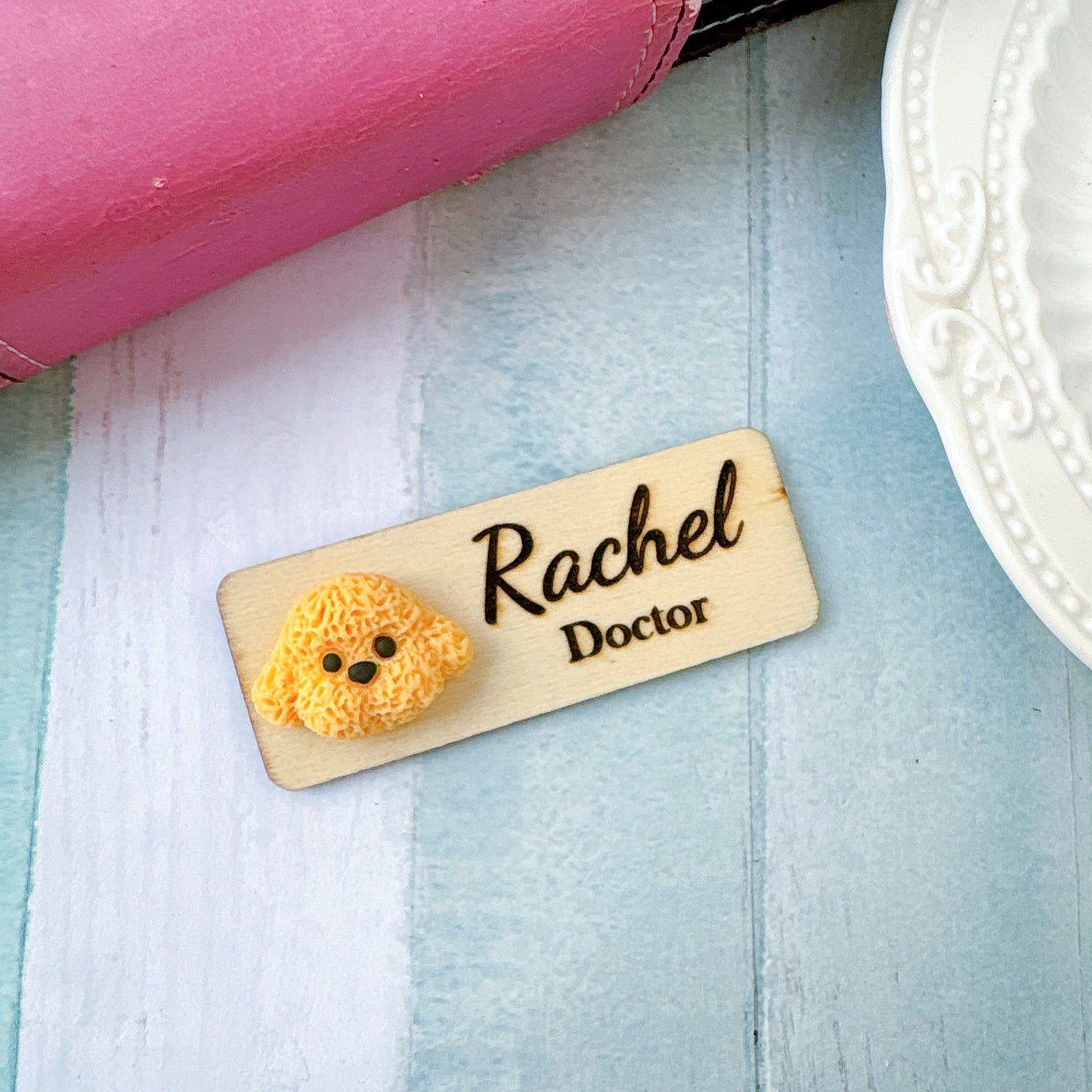 3D Brown Poodle Puppy Dog Personalized Personalized Name Tag