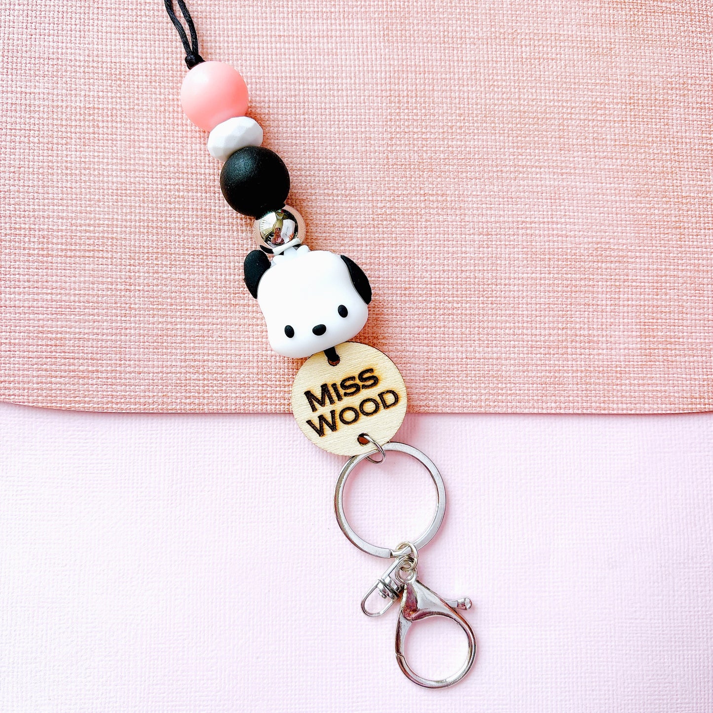 Cute PC Dog Personalized Name Teacher ID Key Lanyard