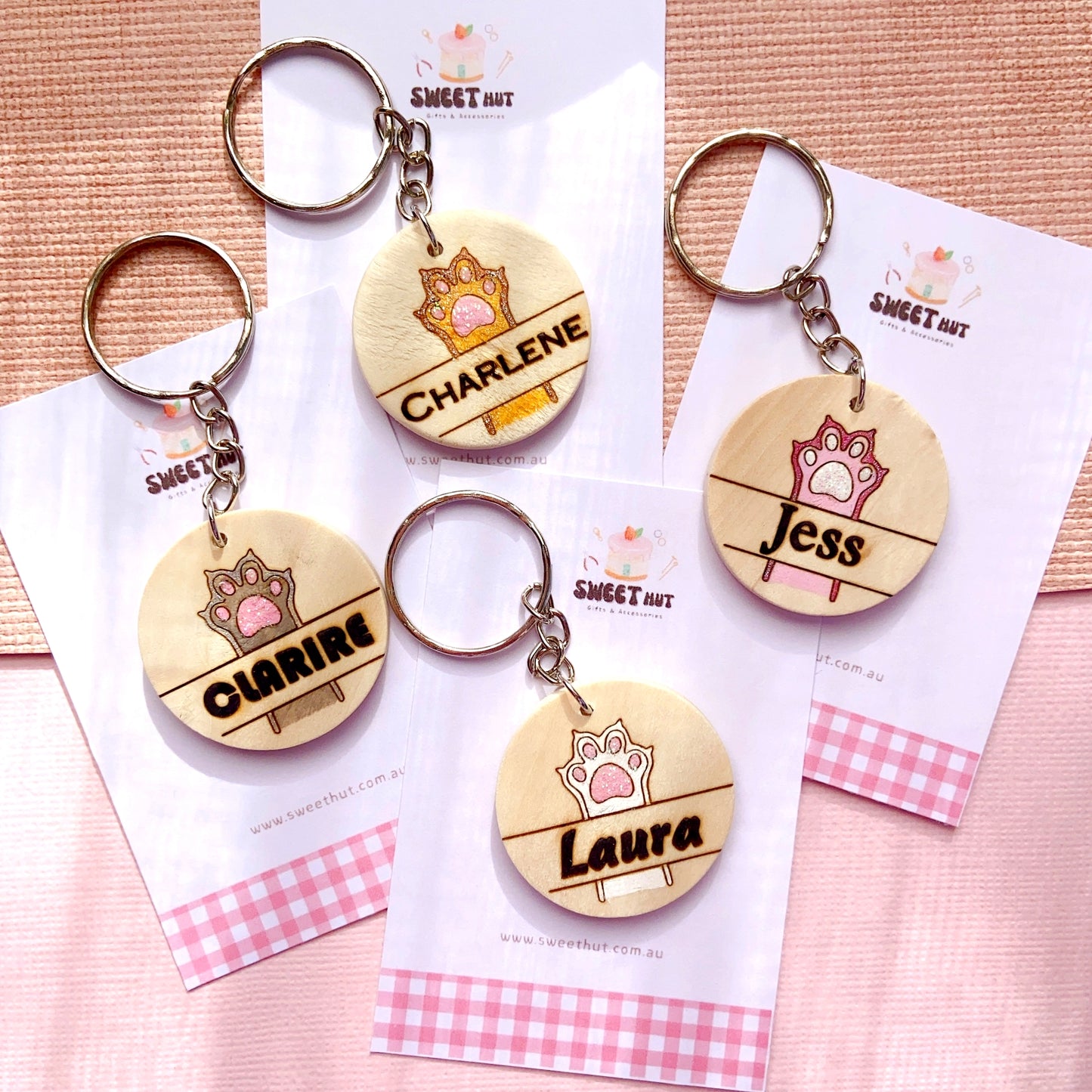 Personalized Paw Print Keychain with Custom Name Engraving