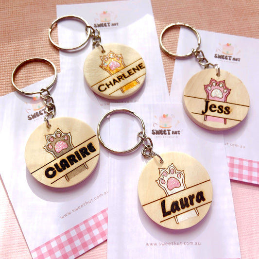 Personalized Paw Print Keychain with Custom Name Engraving