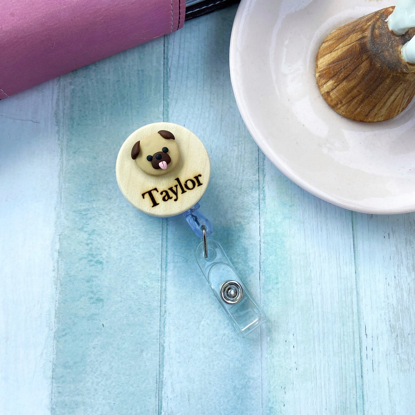 Handmade 3D Frog Personalized Name Badge Reel