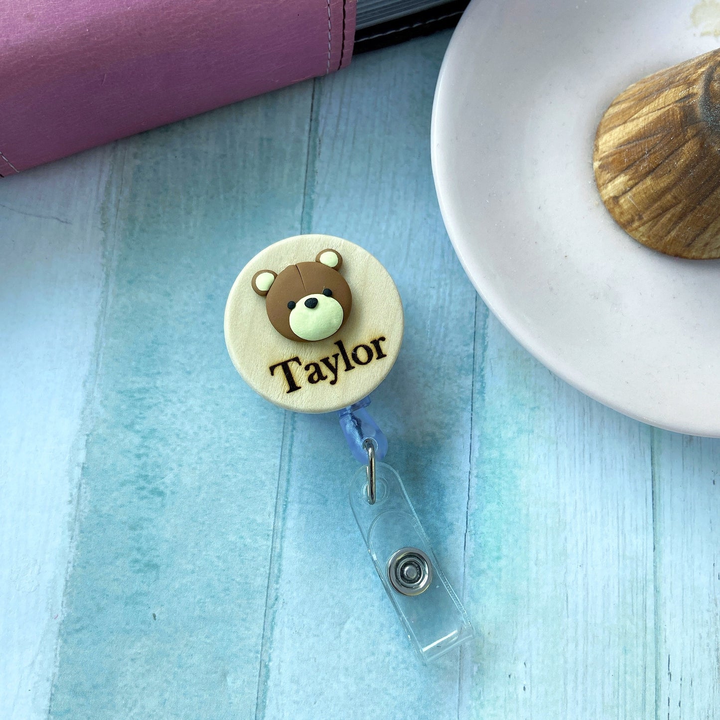 Handmade 3D Frog Personalized Name Badge Reel