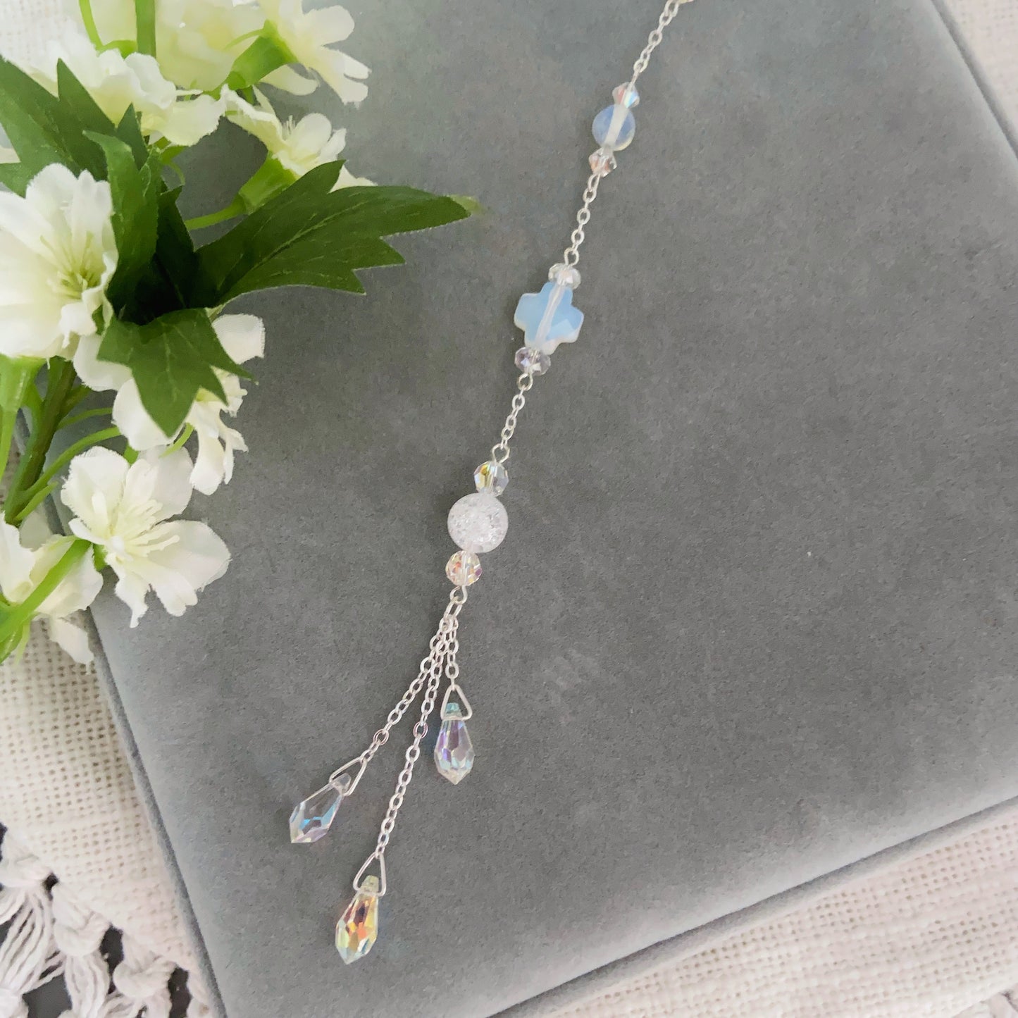 Crystal Car Charm Suncatcher | Rearview Mirror Hanging Ornament | Rainbow Prism Beaded Decoration