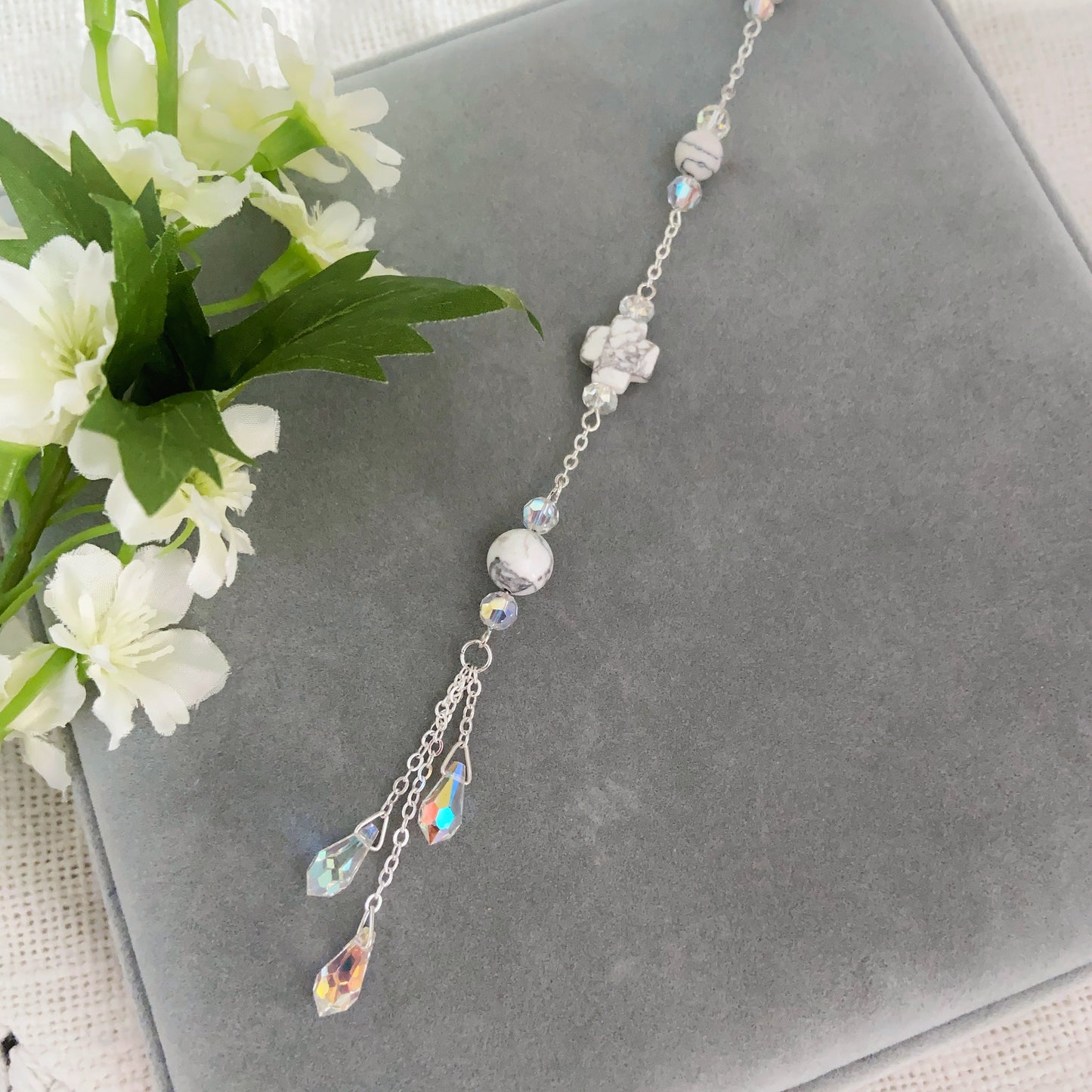 Crystal Car Charm Suncatcher | Rearview Mirror Hanging Ornament | Rainbow Prism Beaded Decoration
