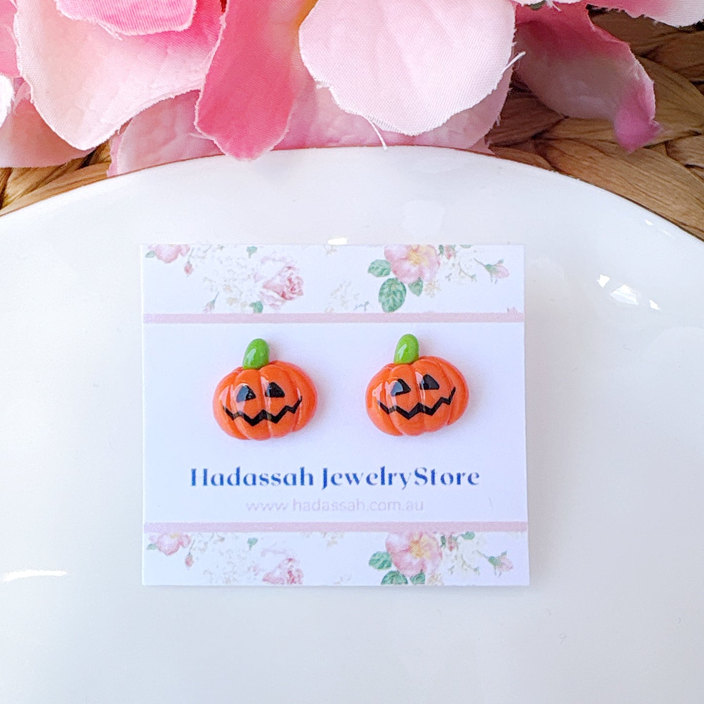 Halloween Pumpkin Hypoallergenic Stud Earrings