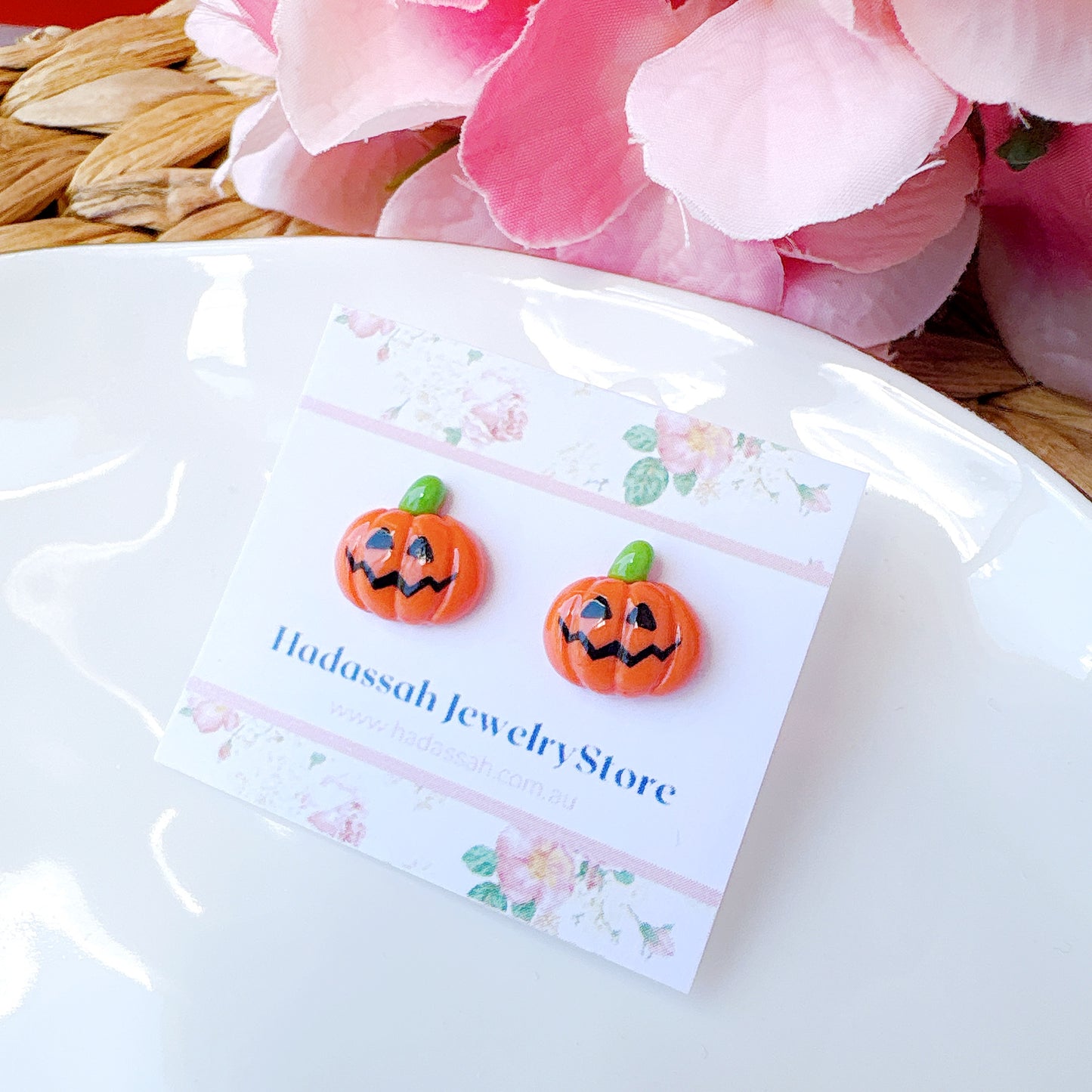Halloween Pumpkin Hypoallergenic Stud Earrings