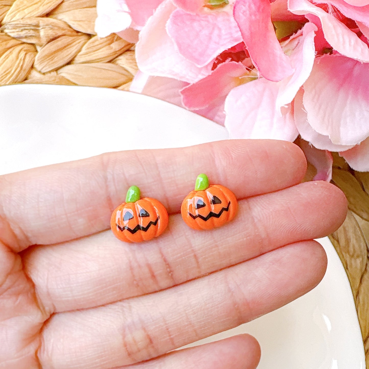 Halloween Pumpkin Hypoallergenic Stud Earrings