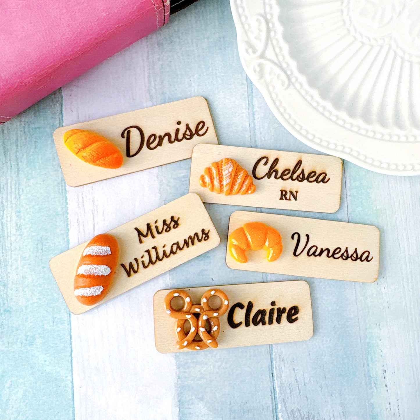 Bakery 3D Crescent Croissant Bread Personalized Name Tag