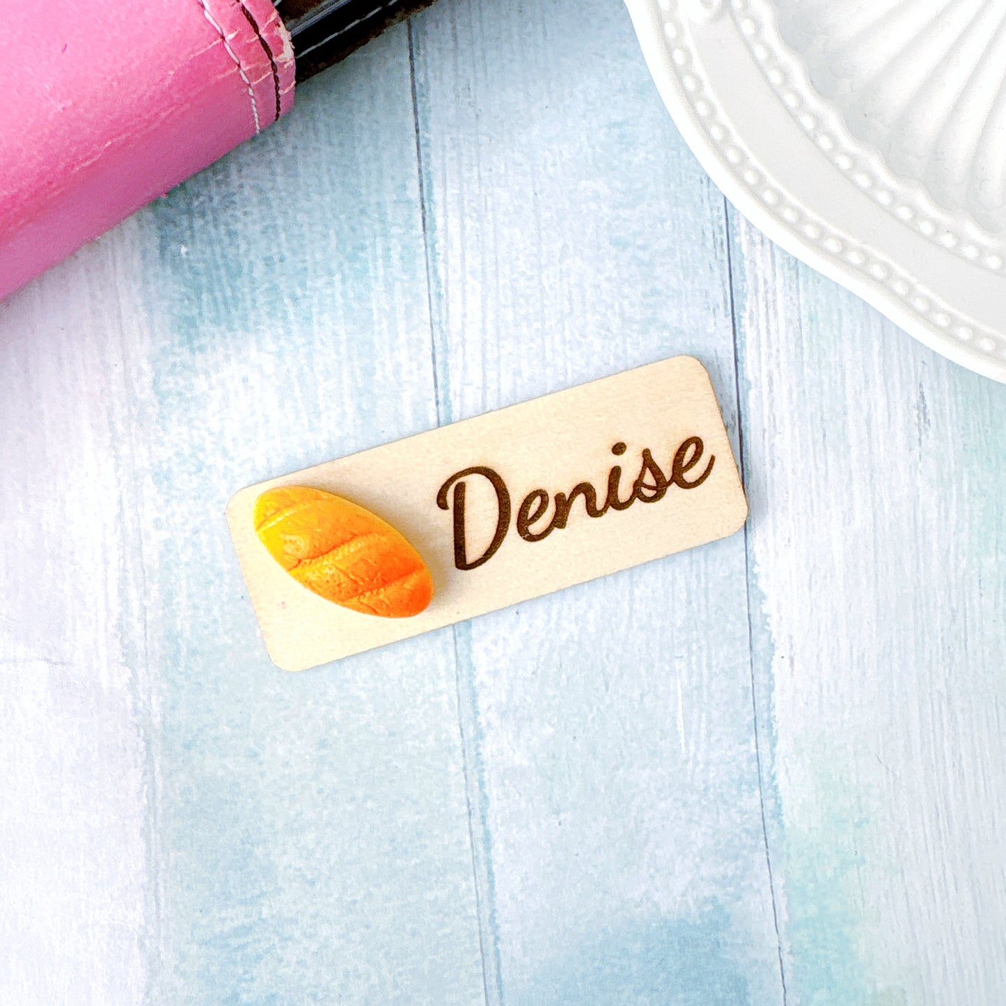 Bakery 3D Crescent Croissant Bread Personalized Name Tag