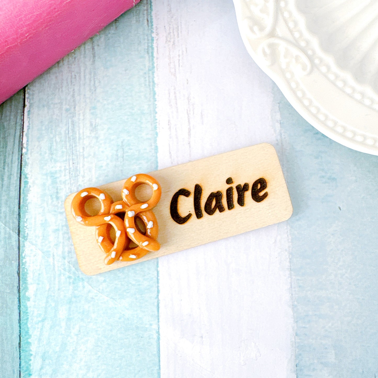 Bakery 3D Crescent Croissant Bread Personalized Name Tag