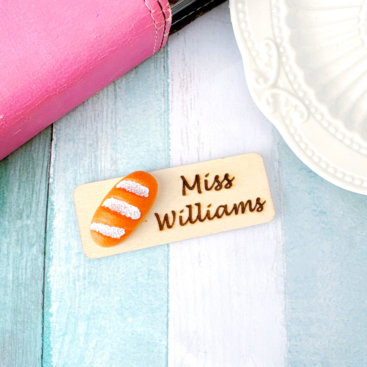 Bakery 3D Crescent Croissant Bread Personalized Name Tag