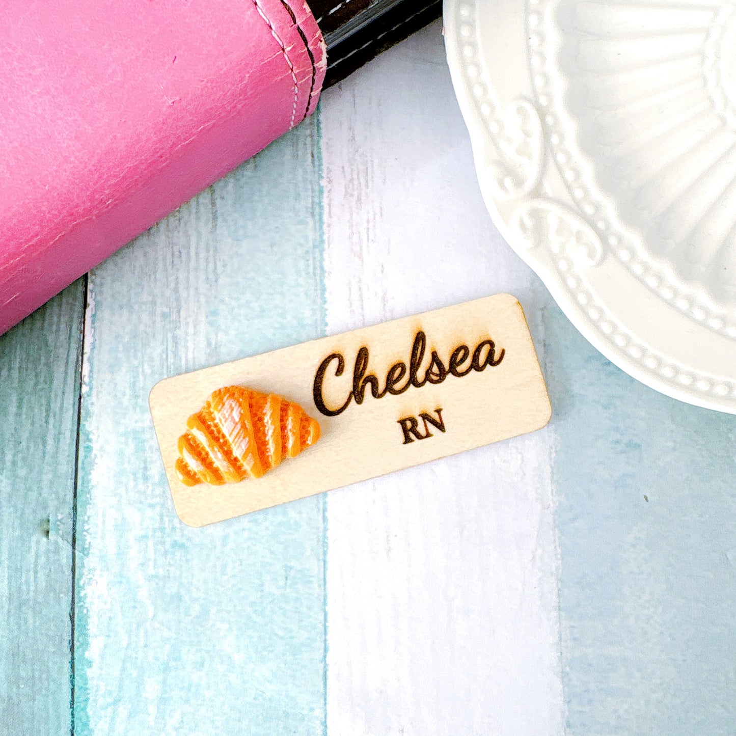 Bakery 3D Crescent Croissant Bread Personalized Name Tag