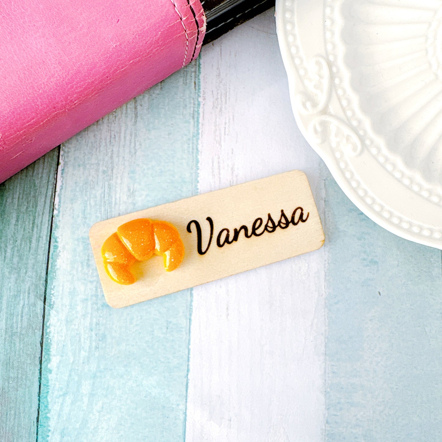 Bakery 3D Crescent Croissant Bread Personalized Name Tag