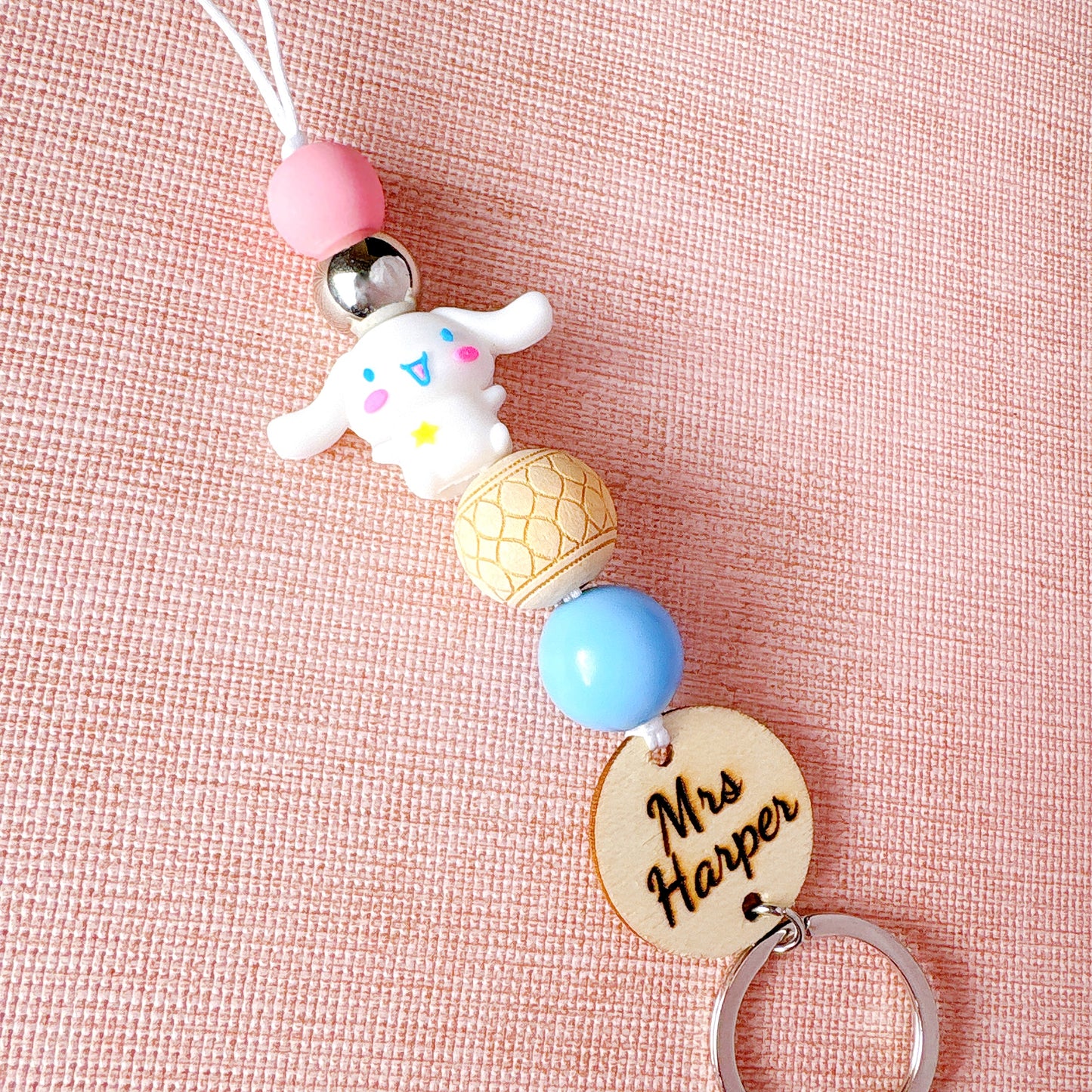 Adorable Cinnamoroll White Dog Personalized Teacher ID Key Lanyard