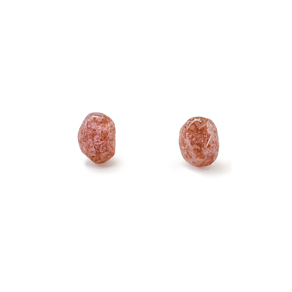 Light Small Strawberry Quartz Tumbled Natural Stone Earrings