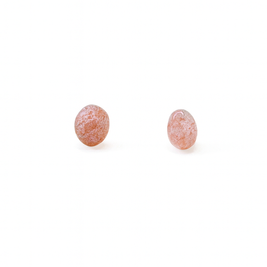 Small Strawberry Quartz Tumbled Natural Stone Earrings