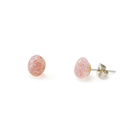 Small Strawberry Quartz Tumbled Natural Stone Earrings