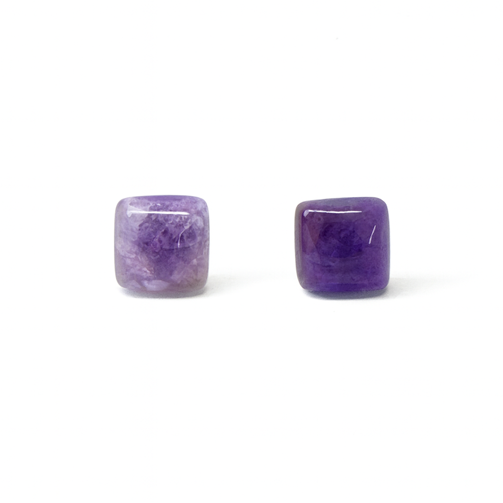 Amethyst 10mm Square Natural Stone Earrings