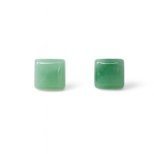 Aventurine 10mm Square Natural Stone Earrings