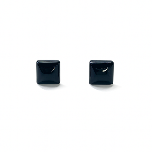 Black Onyx 10mm Square Natural Stone Earrings
