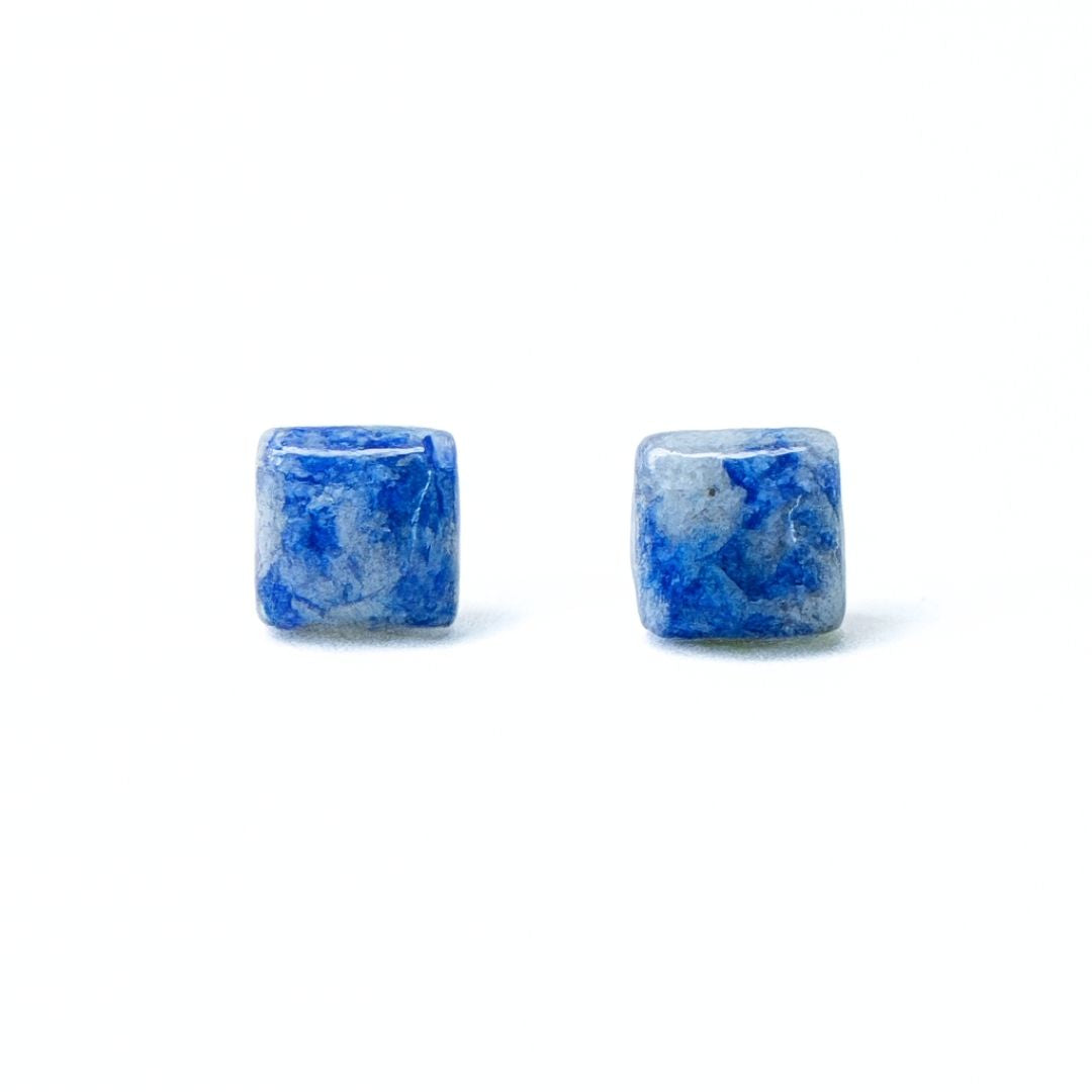 Lapis Lazuli 10mm Square Natural Stone Earrings