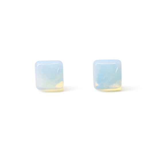 Opalite 10mm Square Natural Stone Earrings