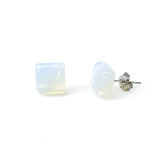 Opalite 10mm Square Natural Stone Earrings