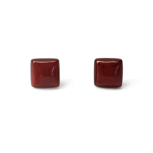 Red Jasper 10mm Square Natural Stone Earrings