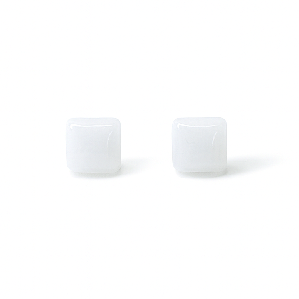White Jade 10mm Square Natural Stone Earrings