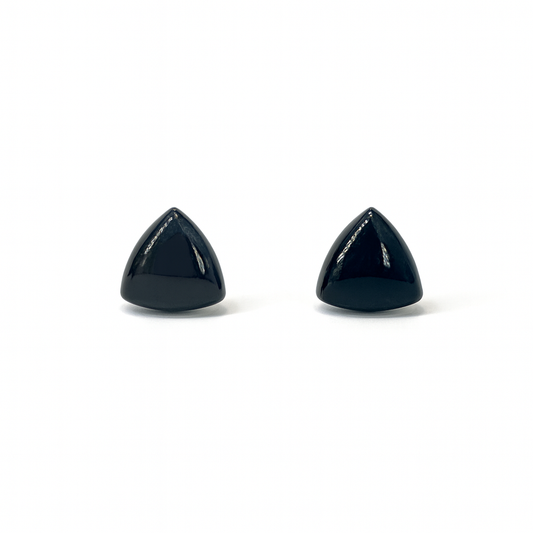 Black Onyx 10mm Triangle Natural Stone Earrings