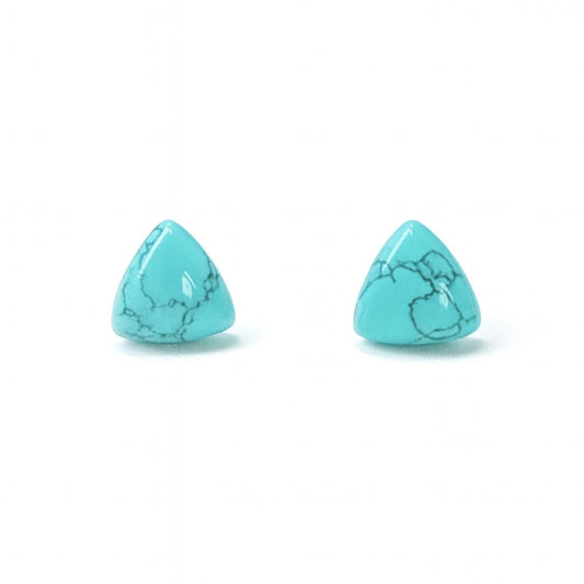 Blue Turquoise 10mm Triangle Natural Stone Earrings