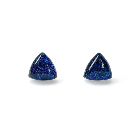 Blue Sandstone 10mm Triangle Natural Stone Earrings